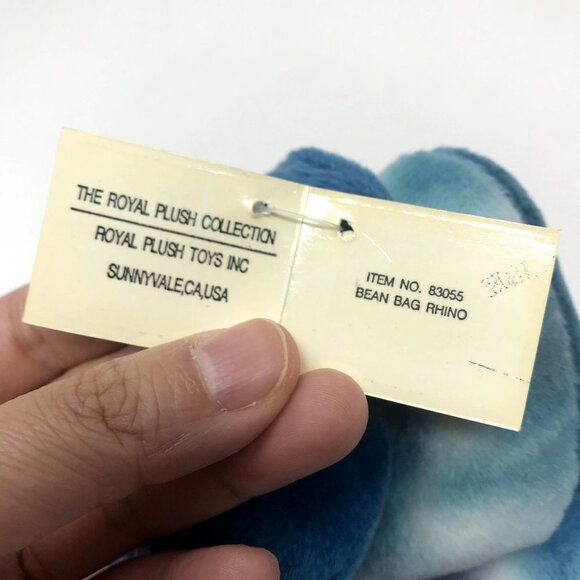 Royal Plush Beanie Baby Blue Tie Dye Rhino Rhinoceros Stuffed Animal Soft Toy - Picture 5 of 7